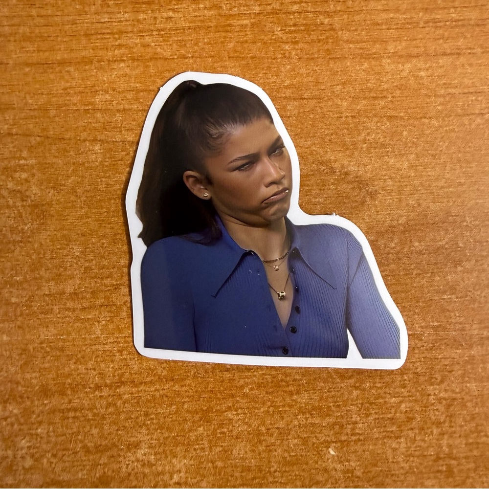 Blue‎ Sticker with Woman's Portrait